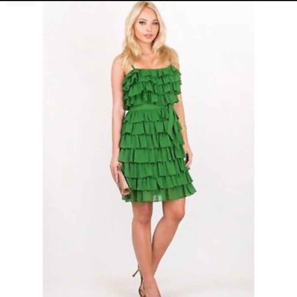Juicy Couture Green Tiered Ruffle Cocktail Dress- Size 2